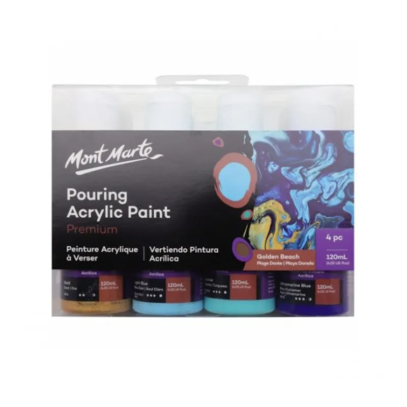 Mont Marte Pouring Acrylic (4 x 120ml) (golden beach)