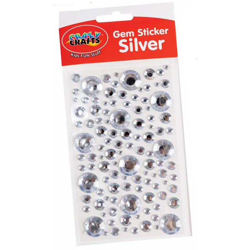Crazy Craft Silver Gem Stickers (round)