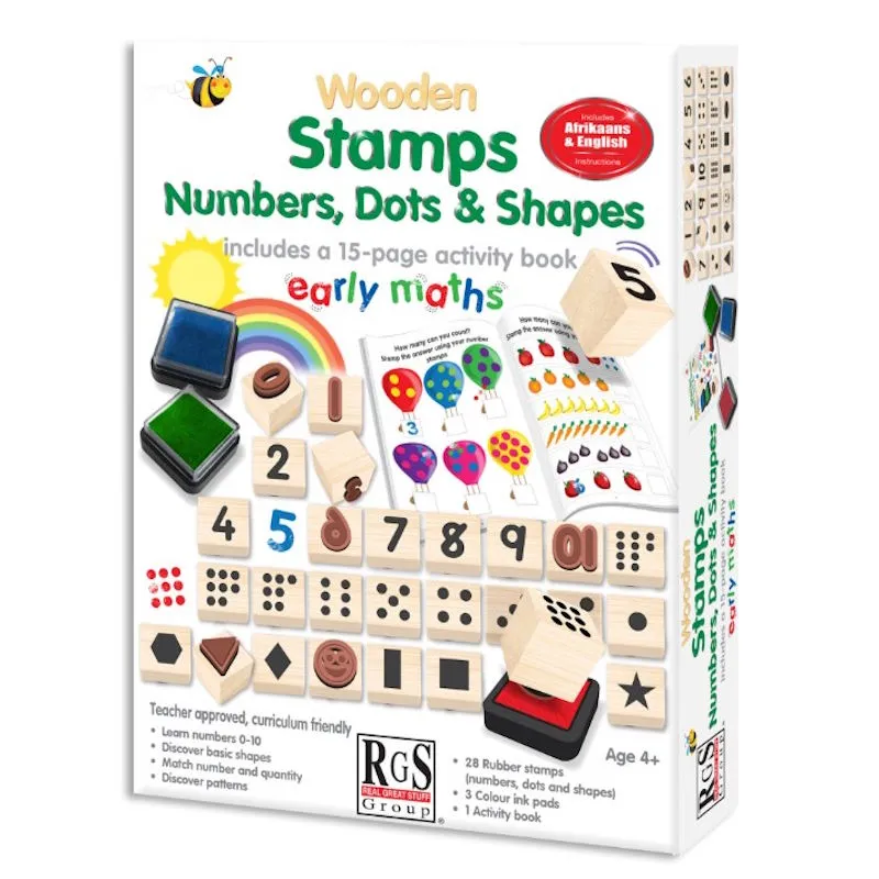 RGS Wooden Numbers, Dots & Shapes Stamps