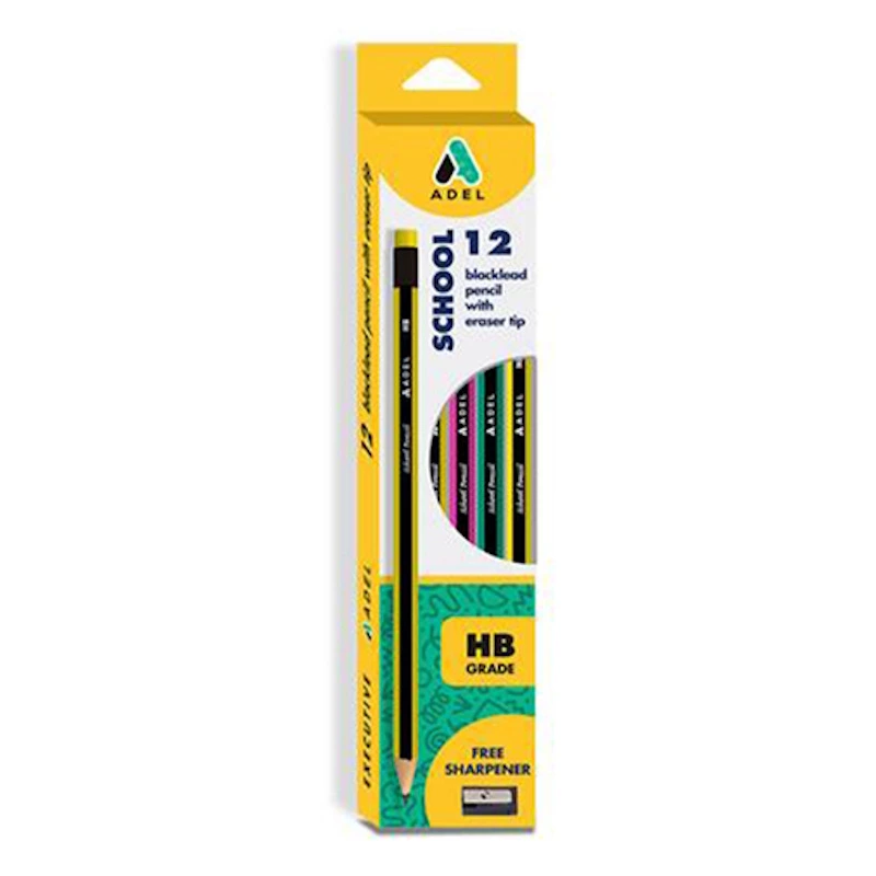 Adel Black Lead Pencil with Eraser HB (each)