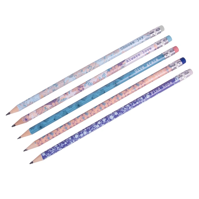 Floral Blue & Peach Pencil (each) (PCST272)