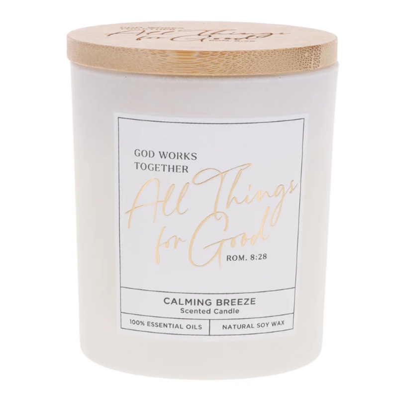 All Things for Good Calming Breeze Scented Candle with Bamboo Lid (CDL024)