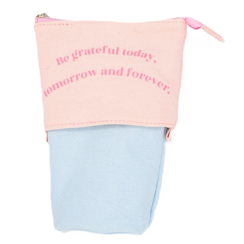 Colour Me Vibes Retractable Canvas Pencil Bag (pink/blue) (8223)