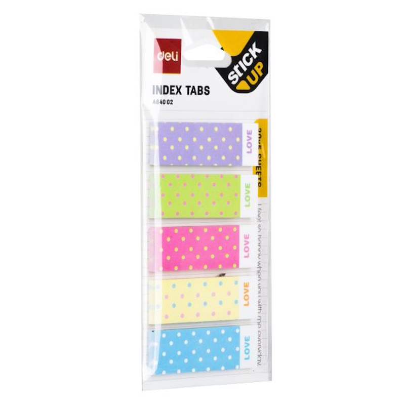Deli Stick Up Index Tabs Paper 45 x 15mm (5 x 30) (A640a)