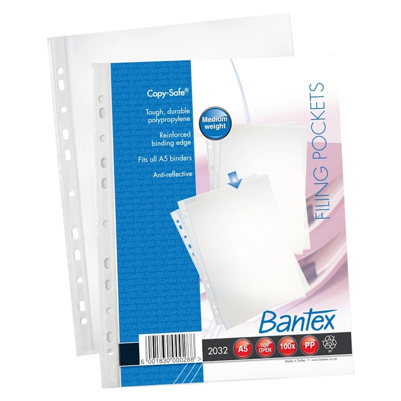 Bantex Copy Safe File Pockets A5 80 mic (100)