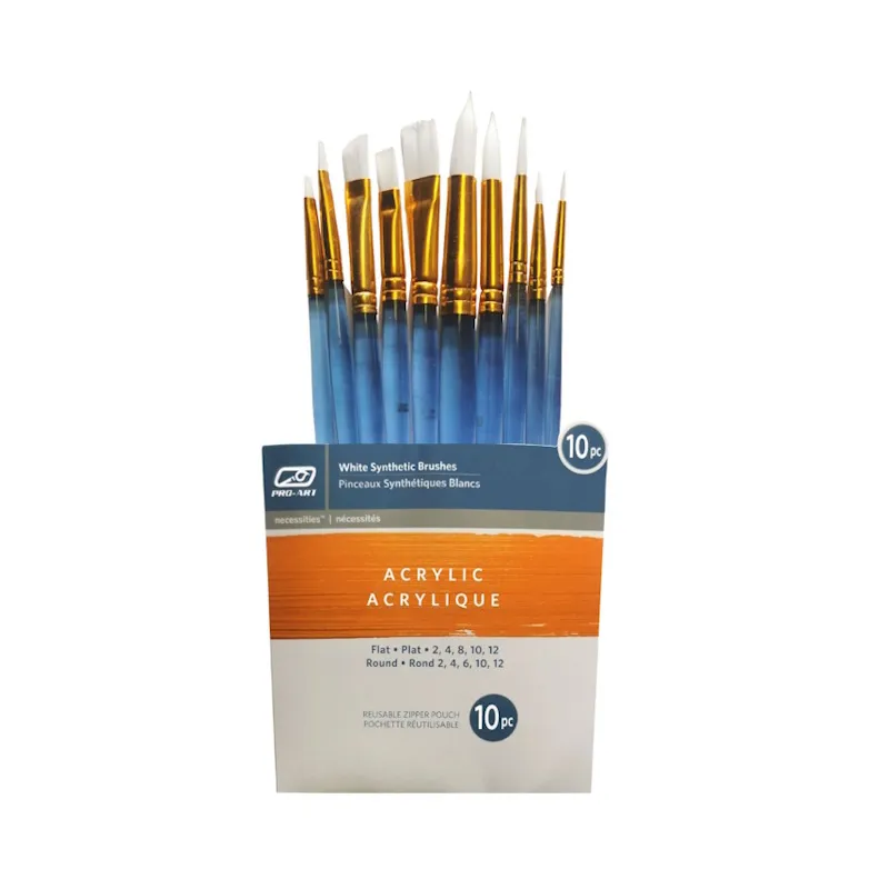 Pro-Art Acrylic White Synthetic Brush Set (10)