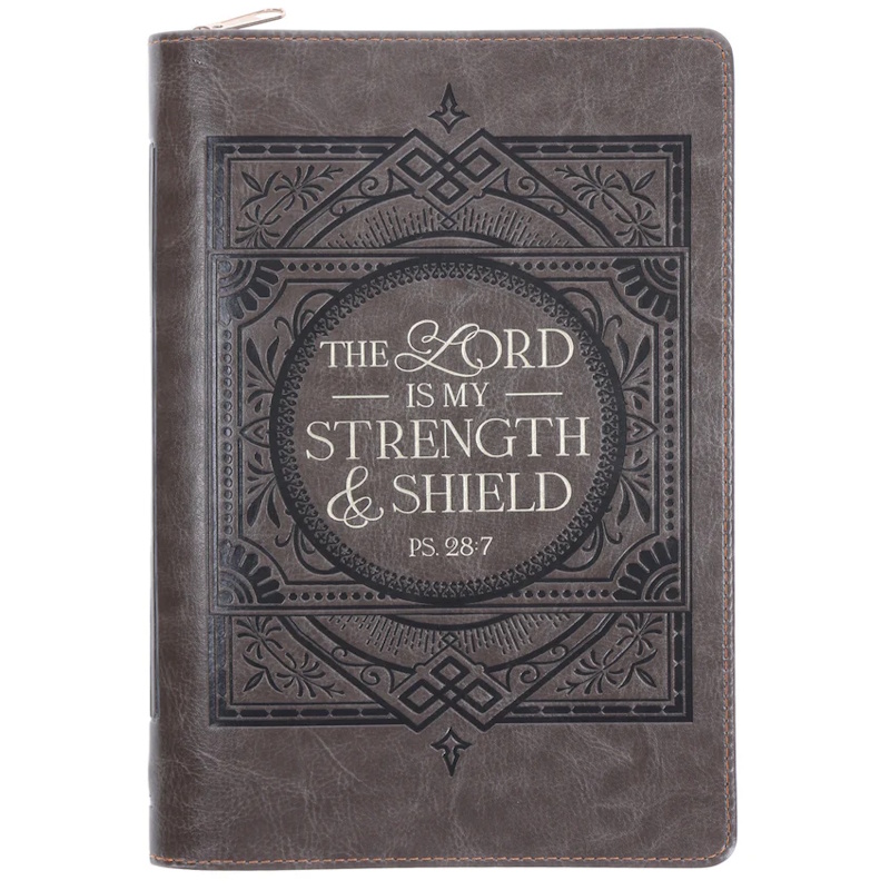 The Lord is My Strength and Shield Faux Leather Journal with Zip (XJL902)