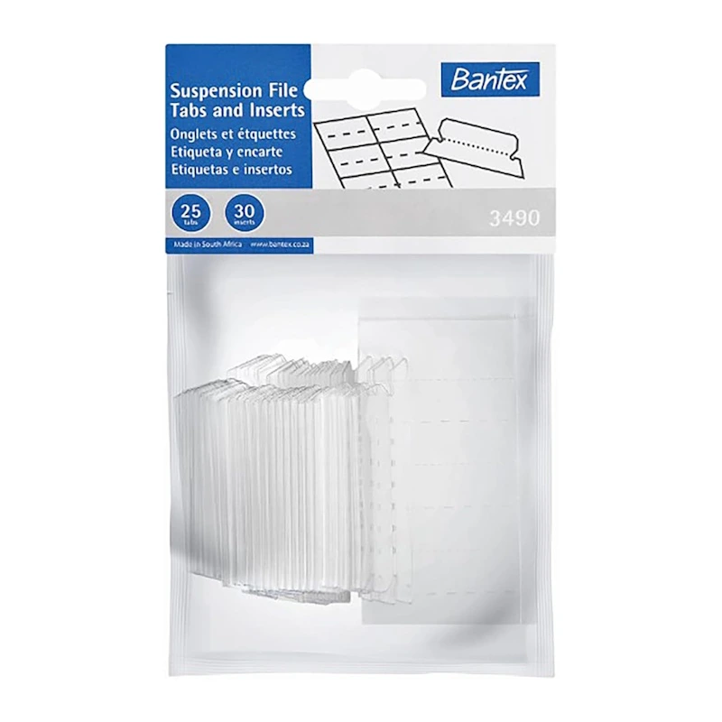 Bantex Suspension Files Clear Plastic Tabs and Inserts (25)