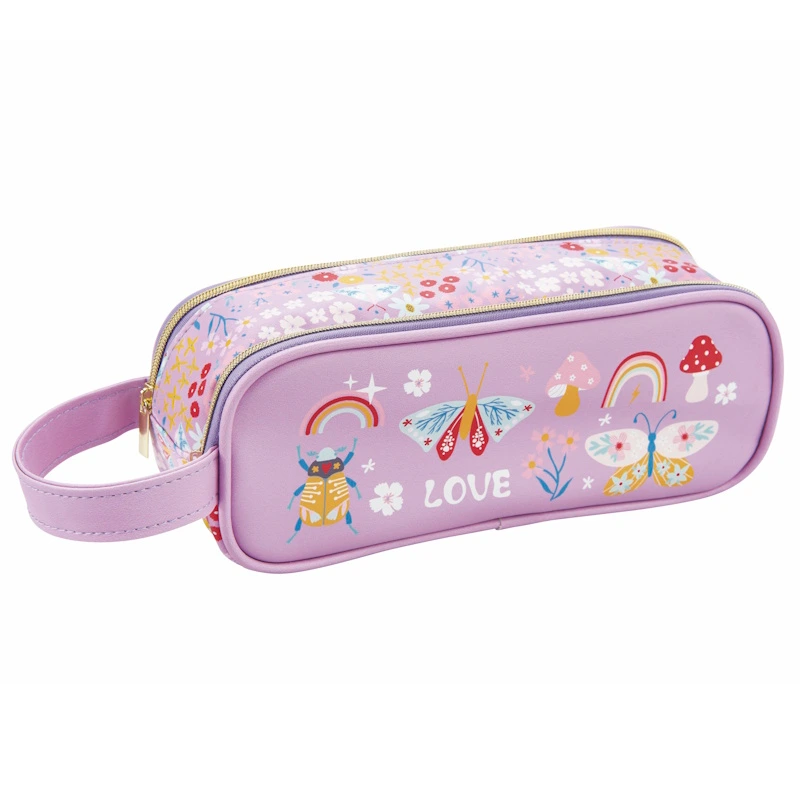 Colour Me Vibes Double Pencil Bag with Writs Band Butterfly 20cm (8148)