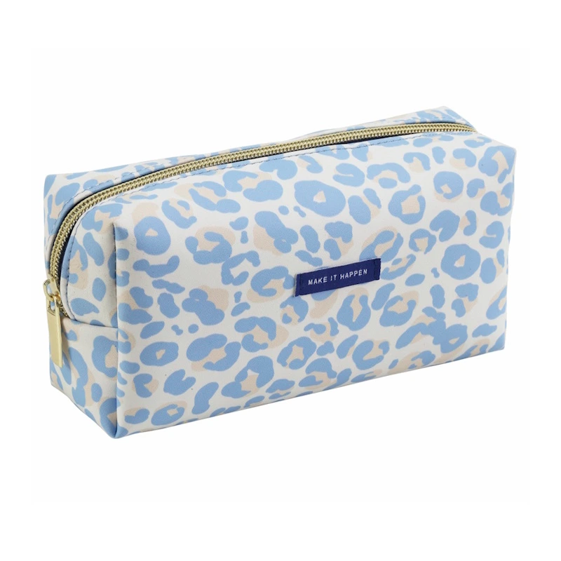 Colour Me Vibes PU Pencil Bag Leopard Print 20cm (blue) (8186)