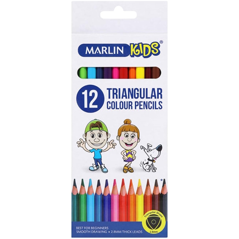 Marlin Triangular Colour Pencils (12)