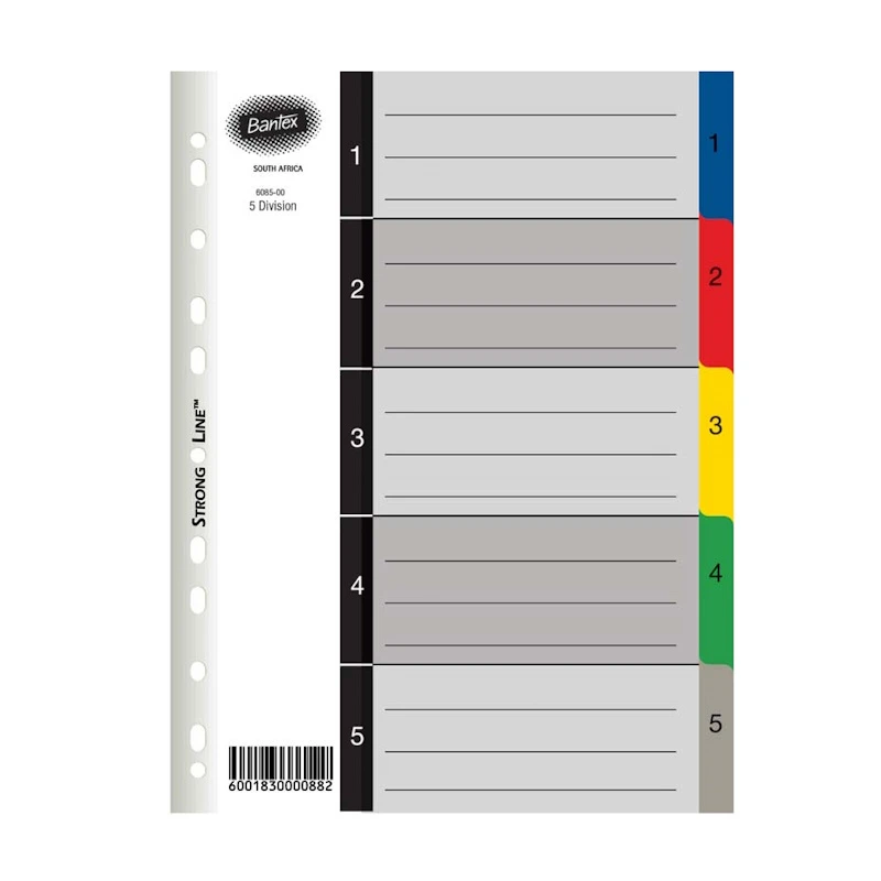 Bantex Polyprop Index Dividers A4 1-5