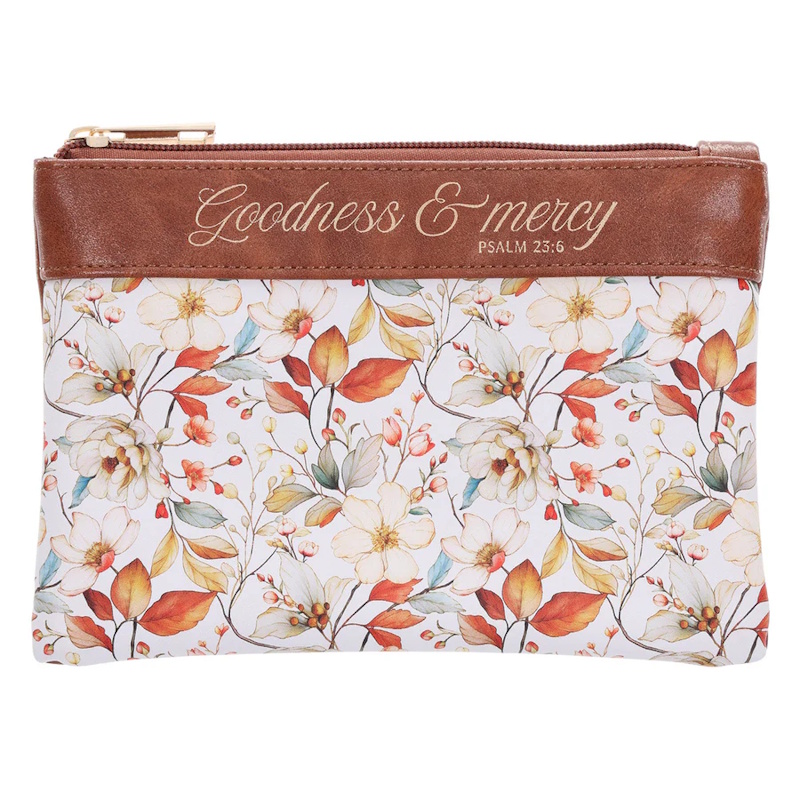 Goodness and Mercy Faux Leather Zipper Pouch (PCA030)