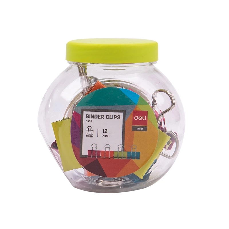 Deli Foldback Clips 25mm Tub (assorted) (12)