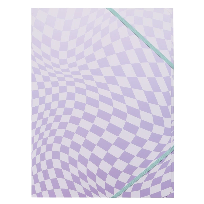 Colour Me Vibes 3 Flap Document Wallet Board A4 (purple check) (8070)