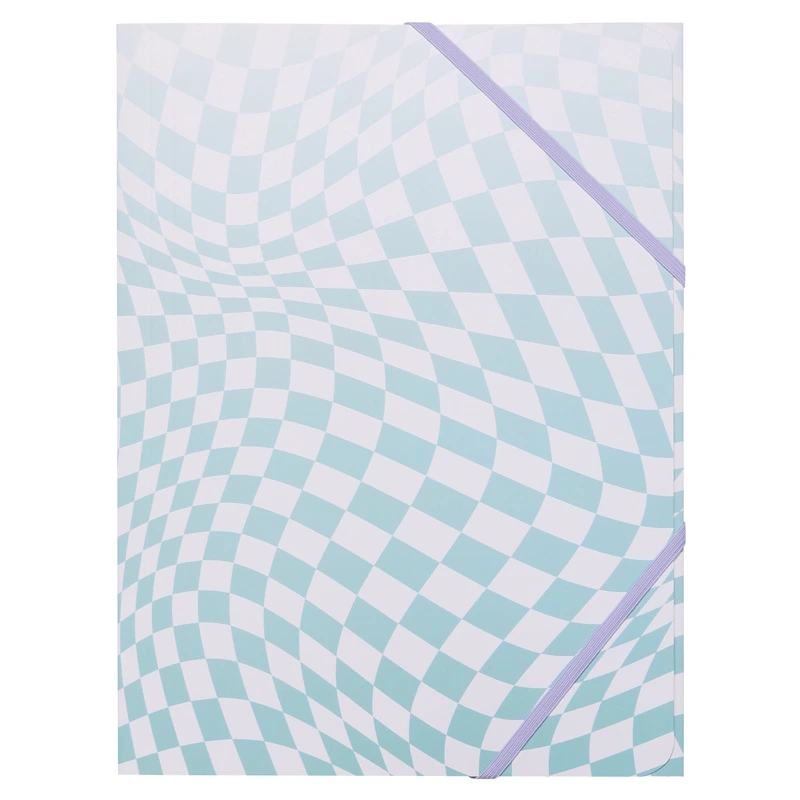 Colour Me Vibes 3 Flap Document Wallet Board A4 (teal check) (8087)
