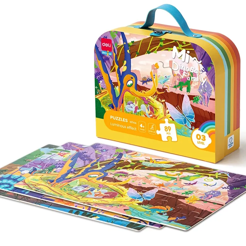 Deli Genius Mi Dinosaur Family Luminous Effect Puzzles Level 03 (89 pieces)