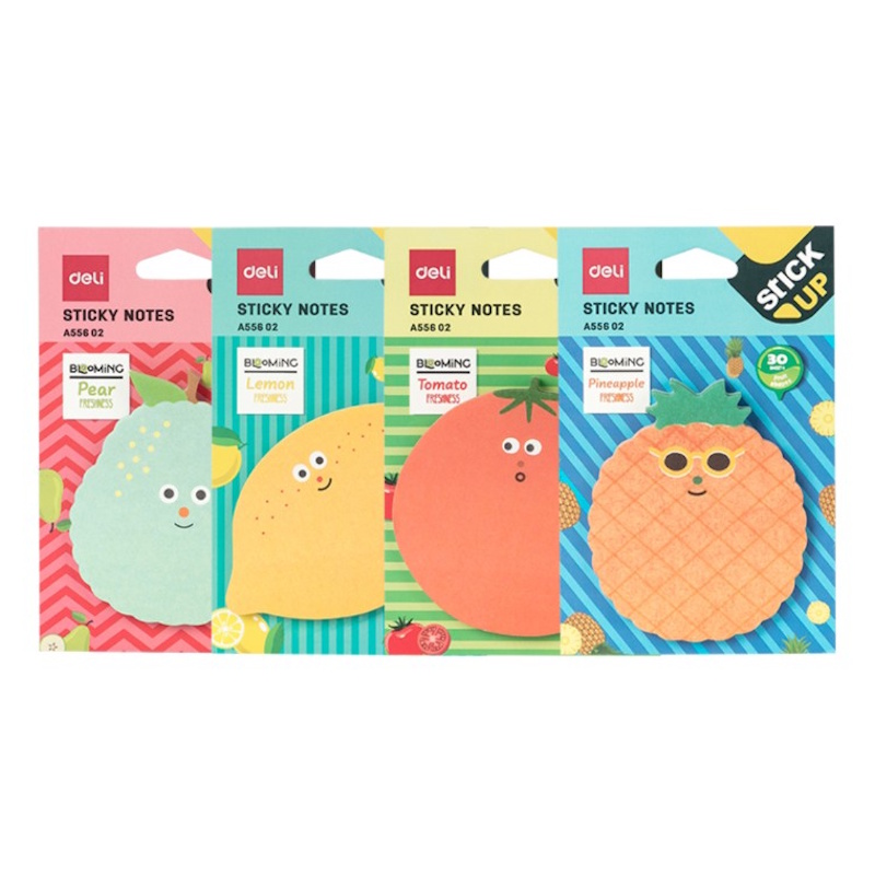 Deli Fruit Shapes Sticky Note 76 x 76mm (30) (each, assorted)