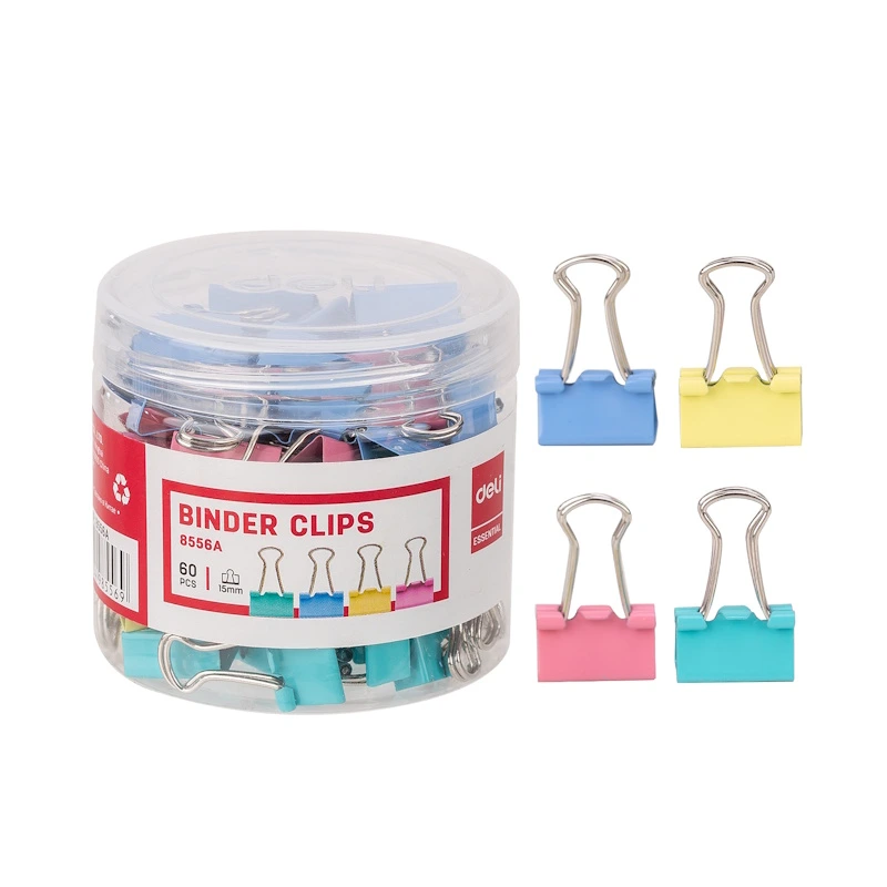 Deli Foldback Clips 15mm Tub (assorted pastel) (60)