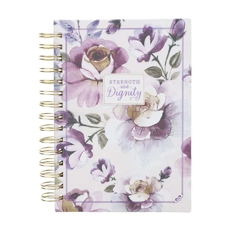 Strength and Dignity Purple Floral Wirebound Journal (JLW245)