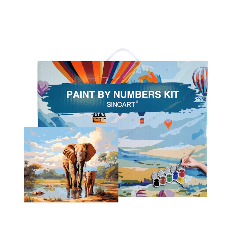 Sinoart Paint by Numbers Kit Elephants 40cm x 50cm