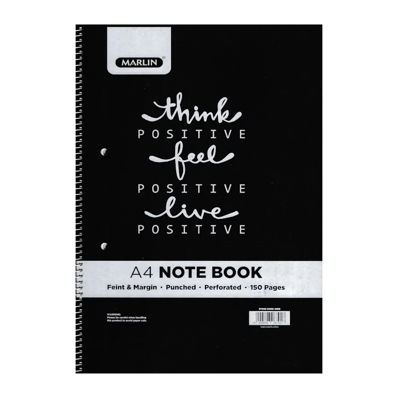 Marlin Notebook FM Punched Perforated Side Spiral A4 (150 pages)