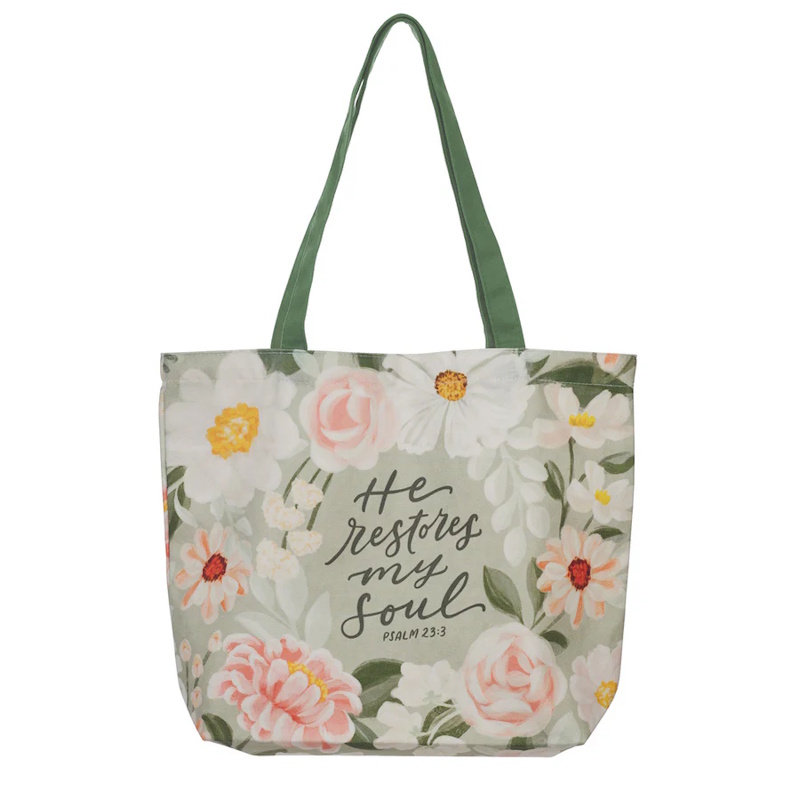 He Restores My Soul Cotton Canvas Tote Bag (TOT233)