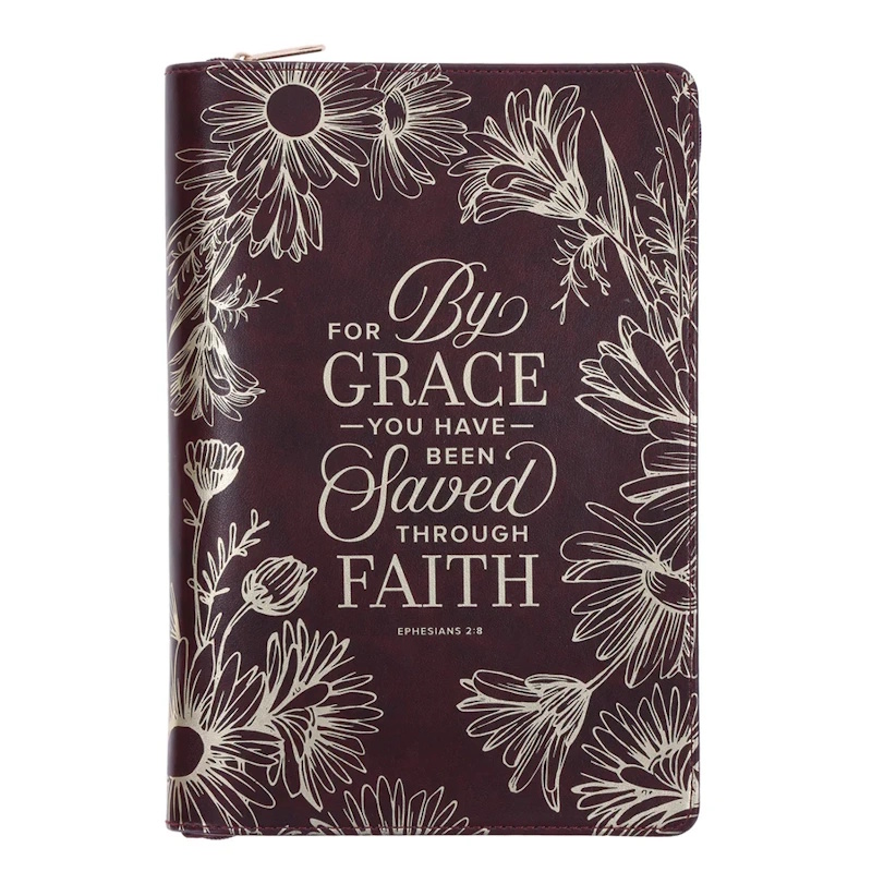For by Grace You Have Been Saved Faux Leather Journal with Zip
