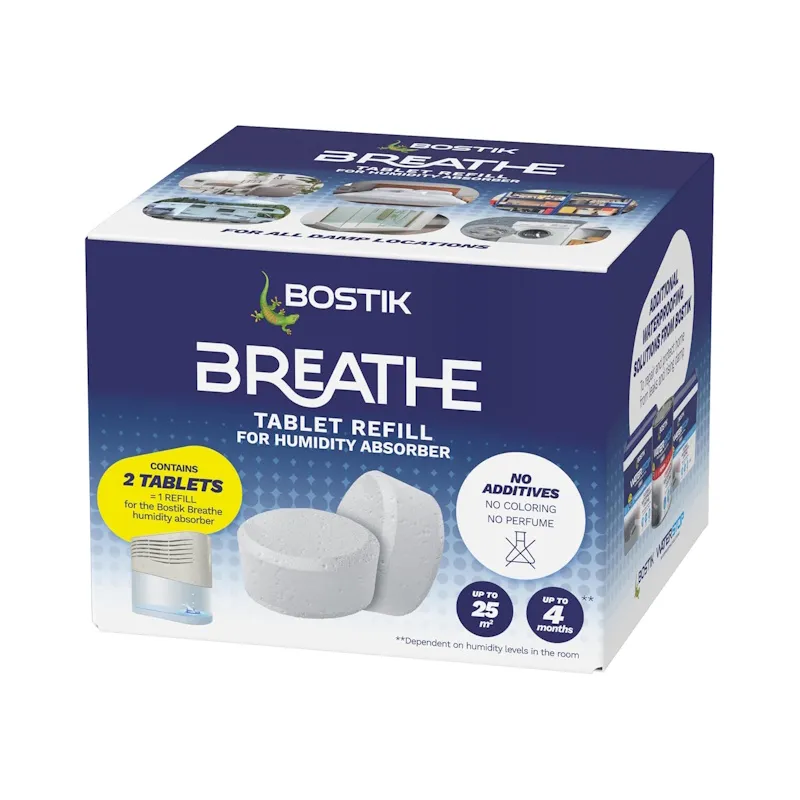 Bostik Breathe Air Moisture Absorber Dehumidifier Refill (2 x 250g tablets)