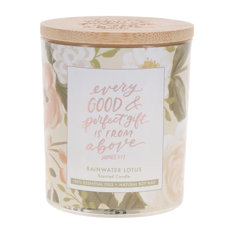 Every Good and Perfect Gift Rain Drenched Scented Candle with Bamboo Lid (CDL048)