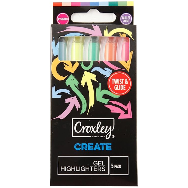 Croxley Create Twist & Glide Gel Highlighters (5)