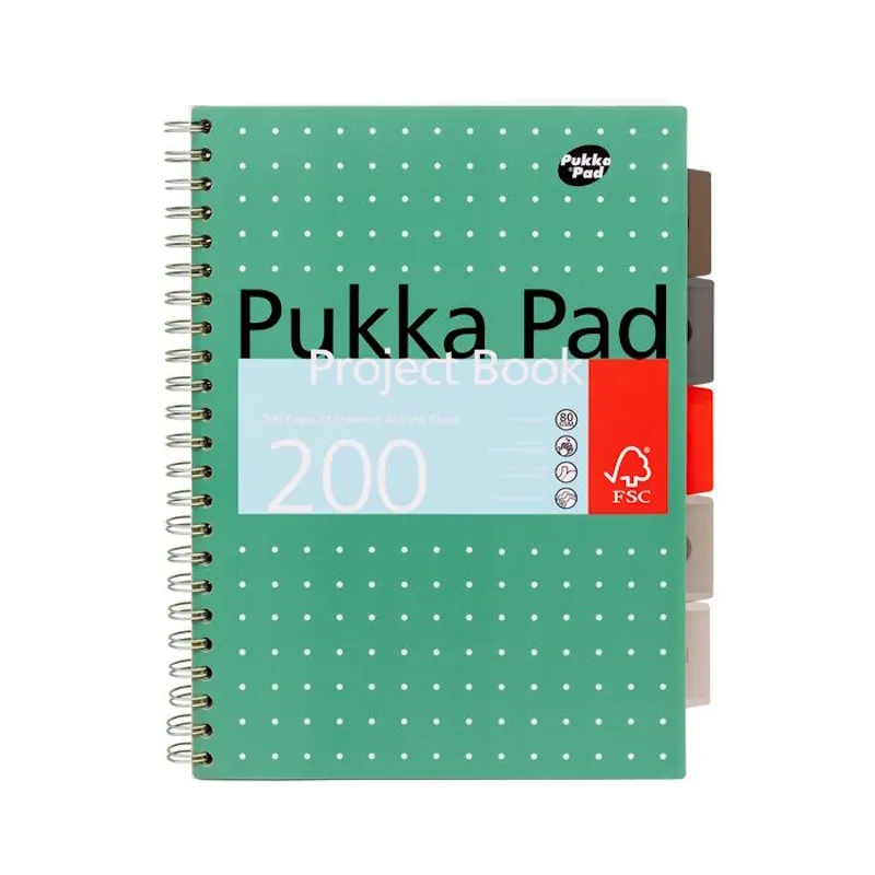 Pukka Metallic Project Book A4 Green (200 pages)