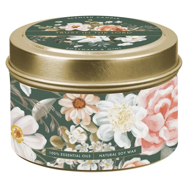 Trust in the Lord Rosemary and Mint Scented Candle in Tin (CDL035)