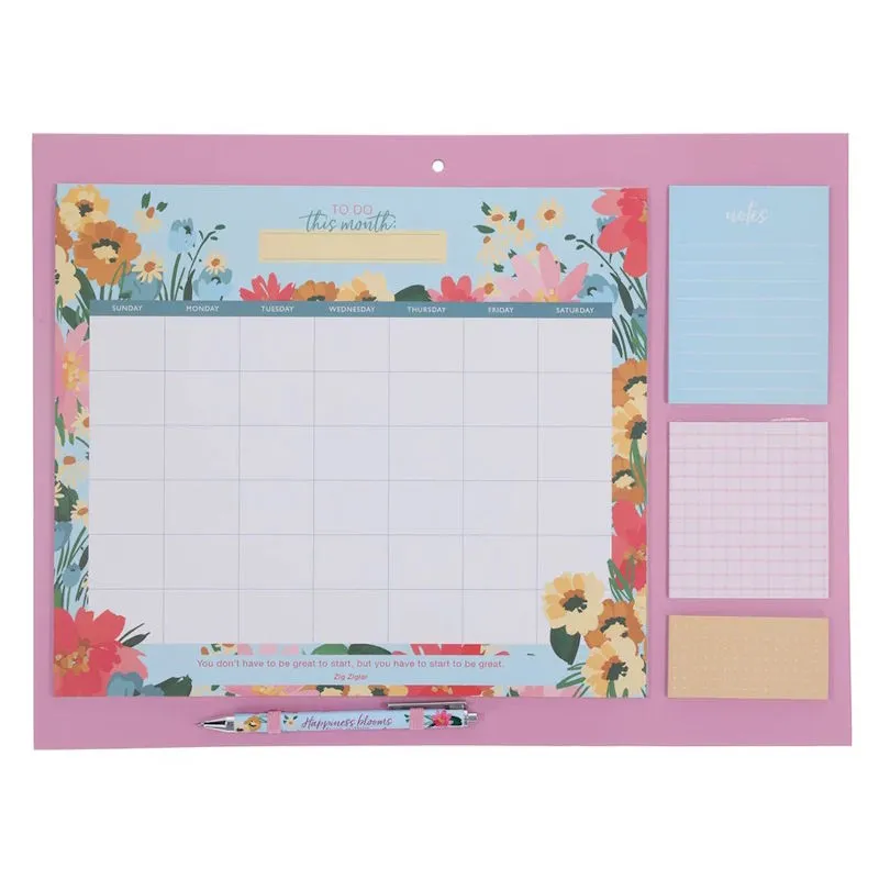 Bright Floral Undated Calendar and Desk Set with Pen (CRCALS229)