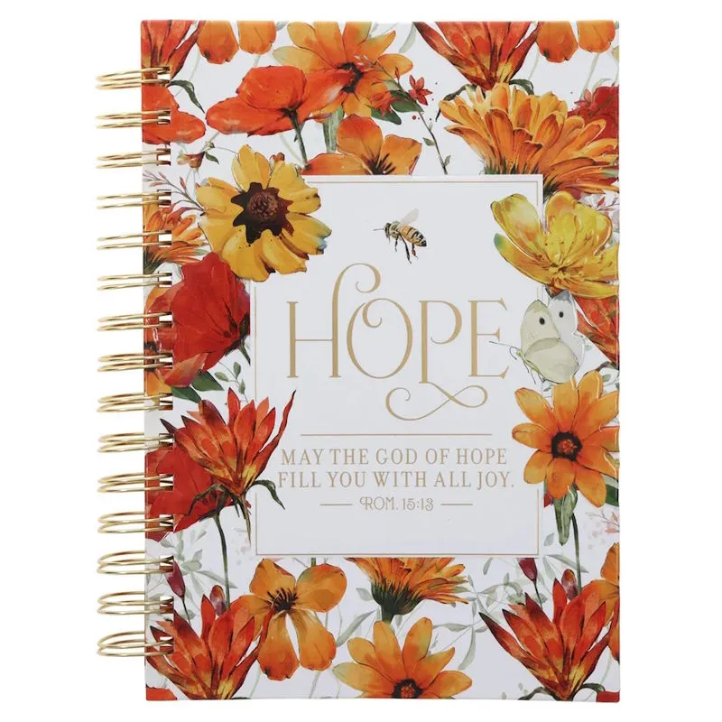 Hope Orange Floral Wirebound Journal (JLW296)