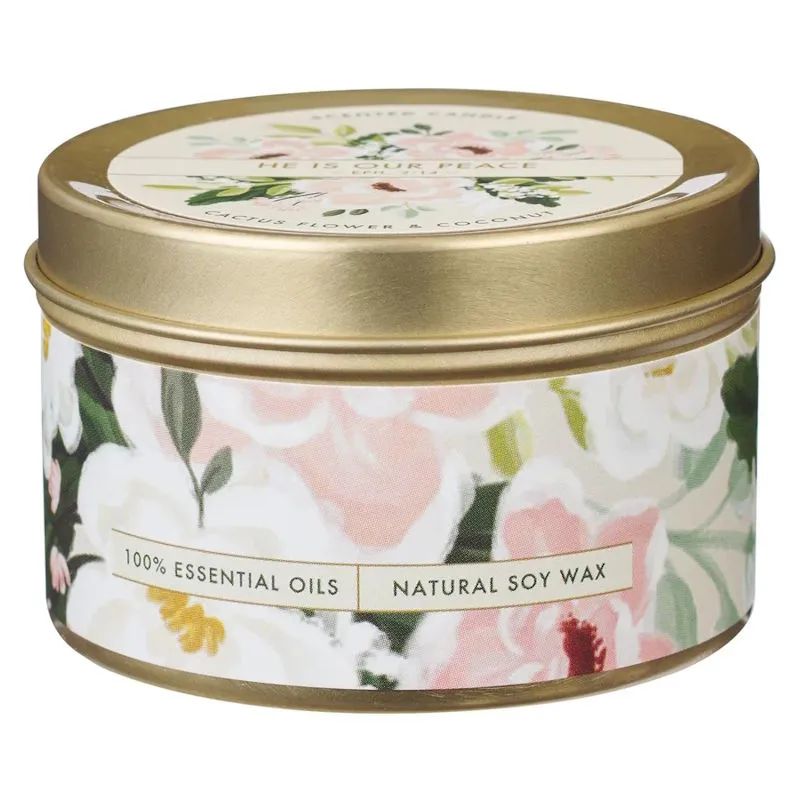 He is Our Peace Cactus and Coconut Scented Candle in Tin (CDL036)