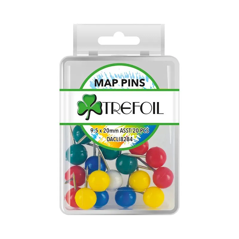 Trefoil Map Pins 9.5mm x 20mm (assorted, 20)