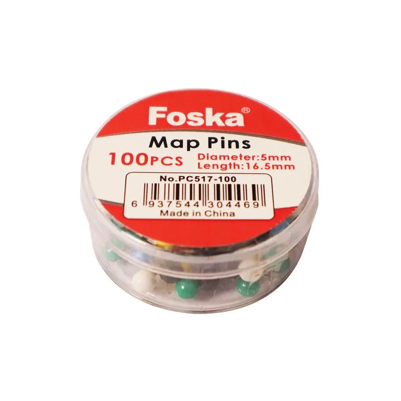 Foska Map Pins 5mm x 16.5mm (assorted, 100)