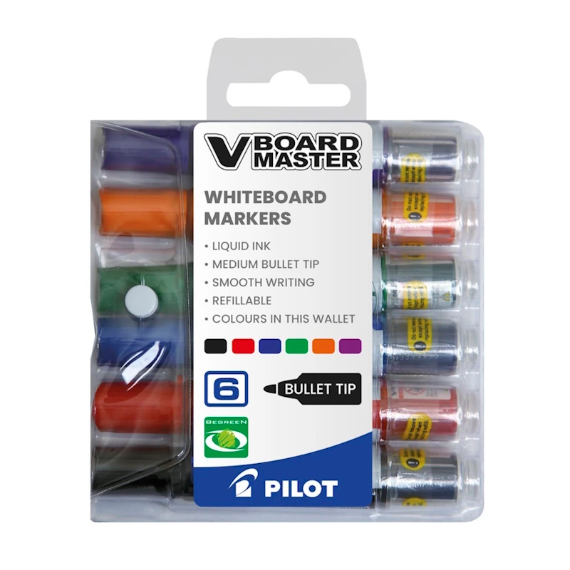 Pilot V Board Master Whiteboard Markers (wallet of 6)