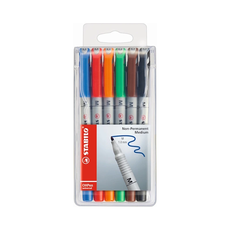 Stabilo OHP Medium Whiteboard Marker 1mm (wallet of 6)