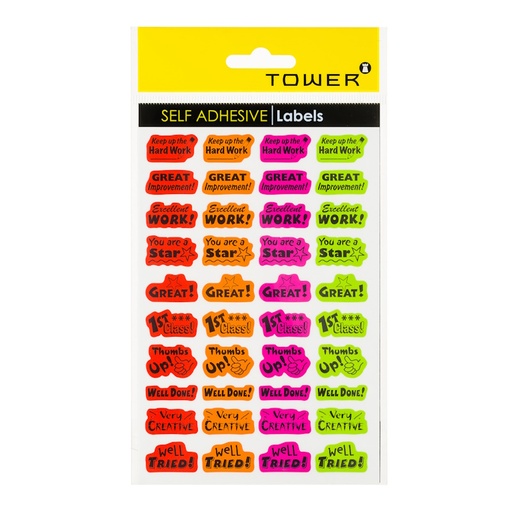 Tower Teacher Reward Stickers Mix Colours English