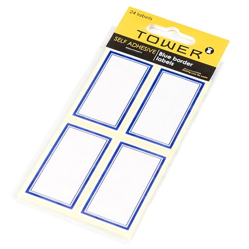 Tower Blue Border Self Adhesive Book Labels (24)