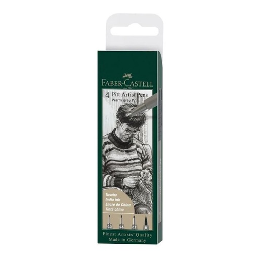 Faber-Castell India Ink Pitt Artist Pen Set (4) (warm grey)