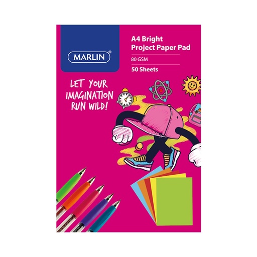 Marlin Project Paper Pad A4 80g (brights assorted) (50 sheets)