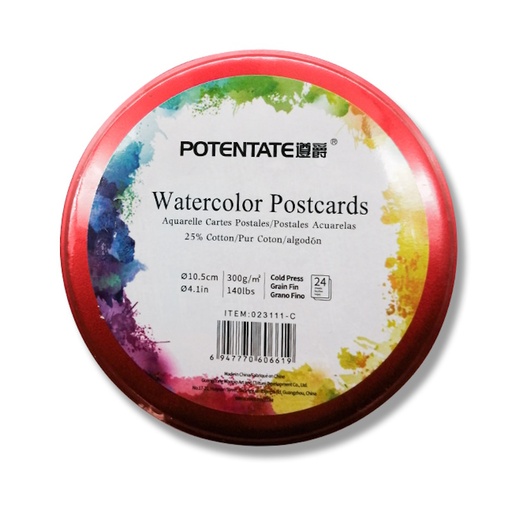 Potentate Watercolour Postcards Round 300gsm 105mm Cold Press (pink) (24 sheets)