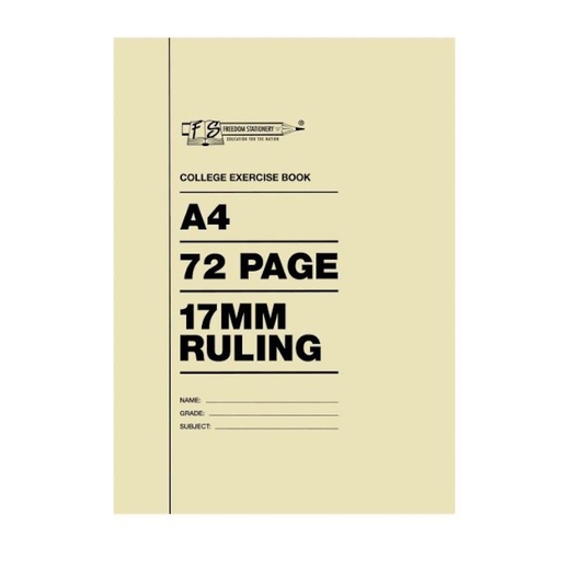 College Exercise Book 17mm A4 (72 page)