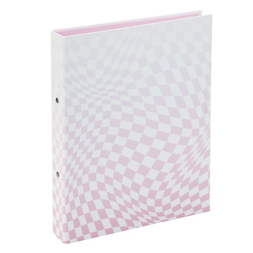 Colour Me Vibes 2 O-Ring Binder Board File 25mm (pink check) (8056)