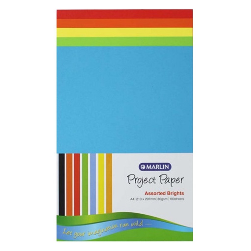 Marlin Project Paper A4 80g (brights assorted) (100 sheets)