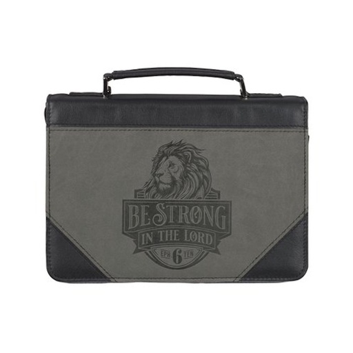 Be Strong in the Lord Faux Leather Bible Bag Grey and Black (BBXL817)