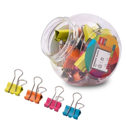 Deli Foldback Clips 19mm Tub (assorted) (25)